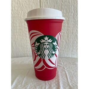 Starbucks Red Candy Cane Holiday Tumbler Cup With‎ Lid